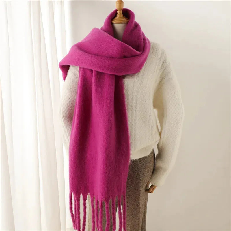 Damen Winterschal - Oversized mit Fransenbesatz