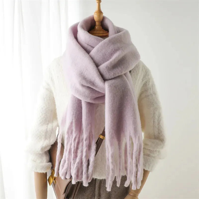 Damen Winterschal - Oversized mit Fransenbesatz