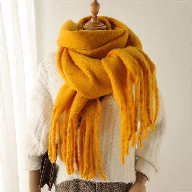 Damen Winterschal - Oversized mit Fransenbesatz