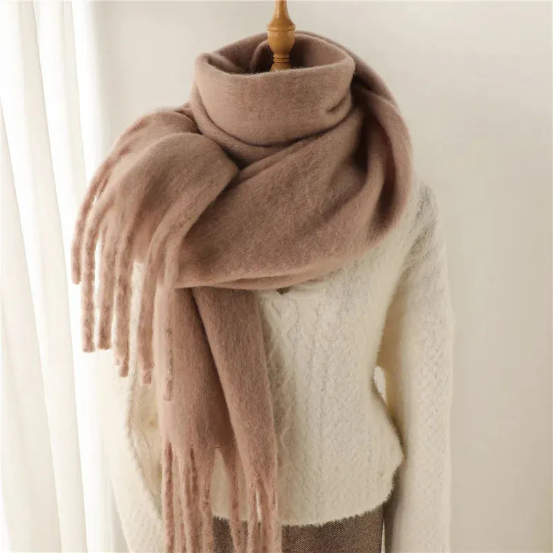 Damen Winterschal - Oversized mit Fransenbesatz