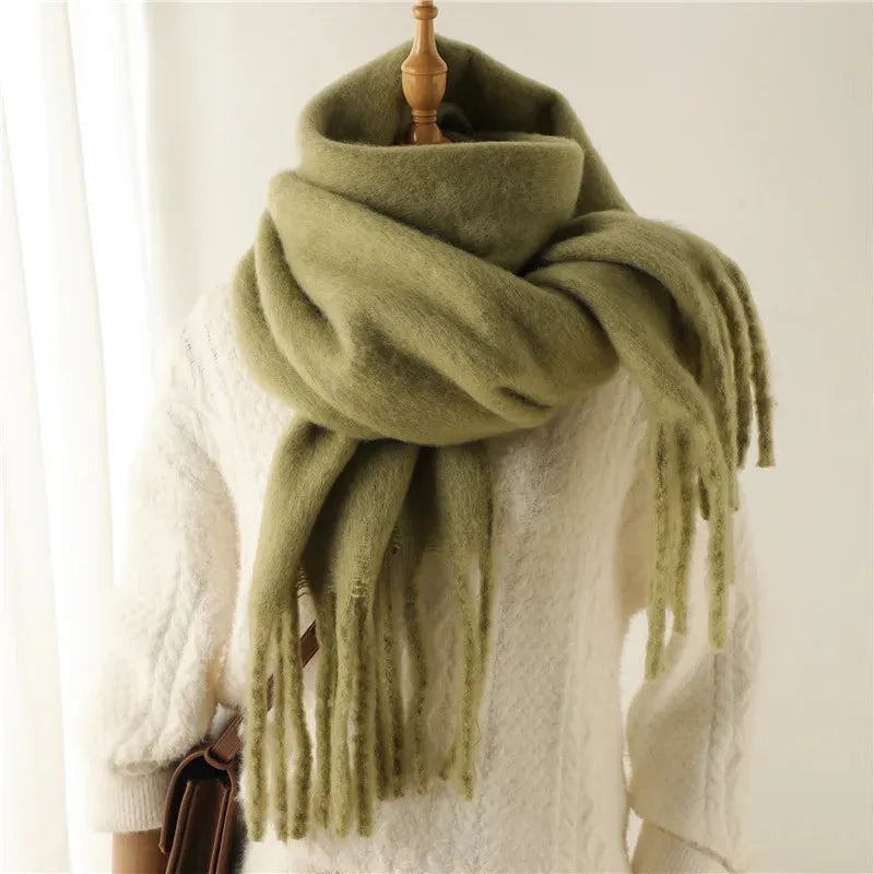 Damen Winterschal - Oversized mit Fransenbesatz