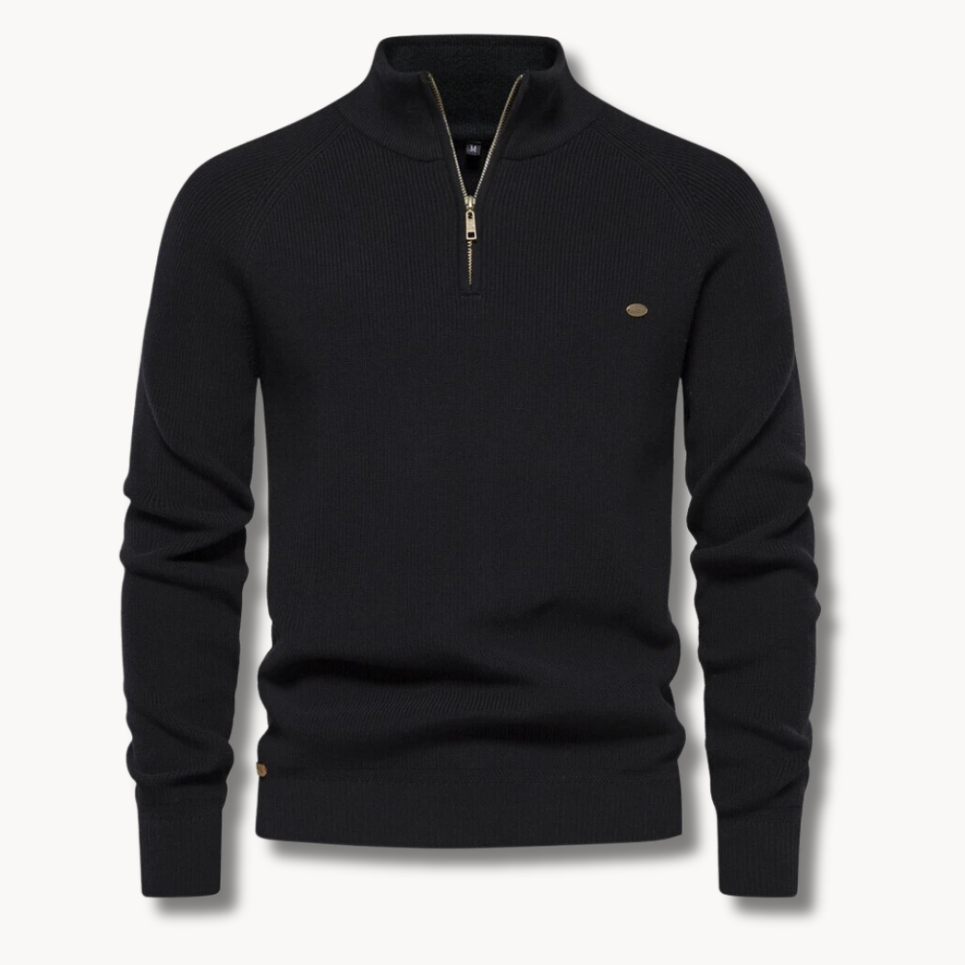 Herren Pullover - Viertel-Reißverschluss und Stehkragen