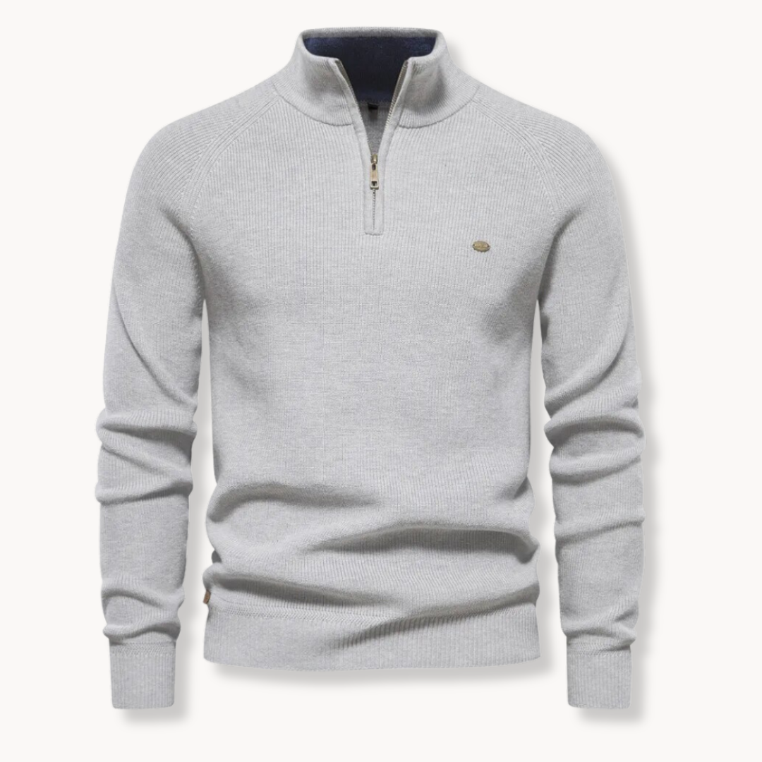 Herren Pullover - Viertel-Reißverschluss und Stehkragen