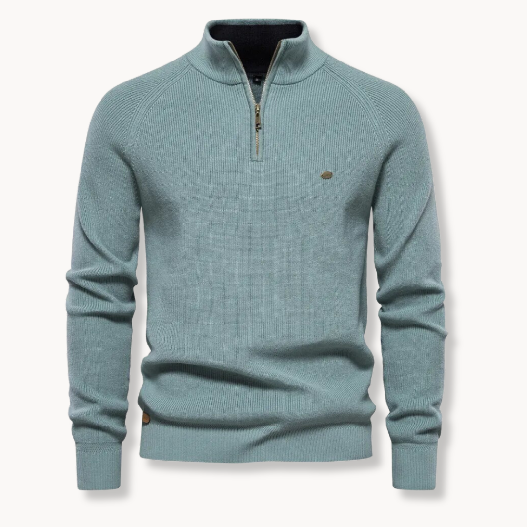 Herren Pullover - Viertel-Reißverschluss und Stehkragen