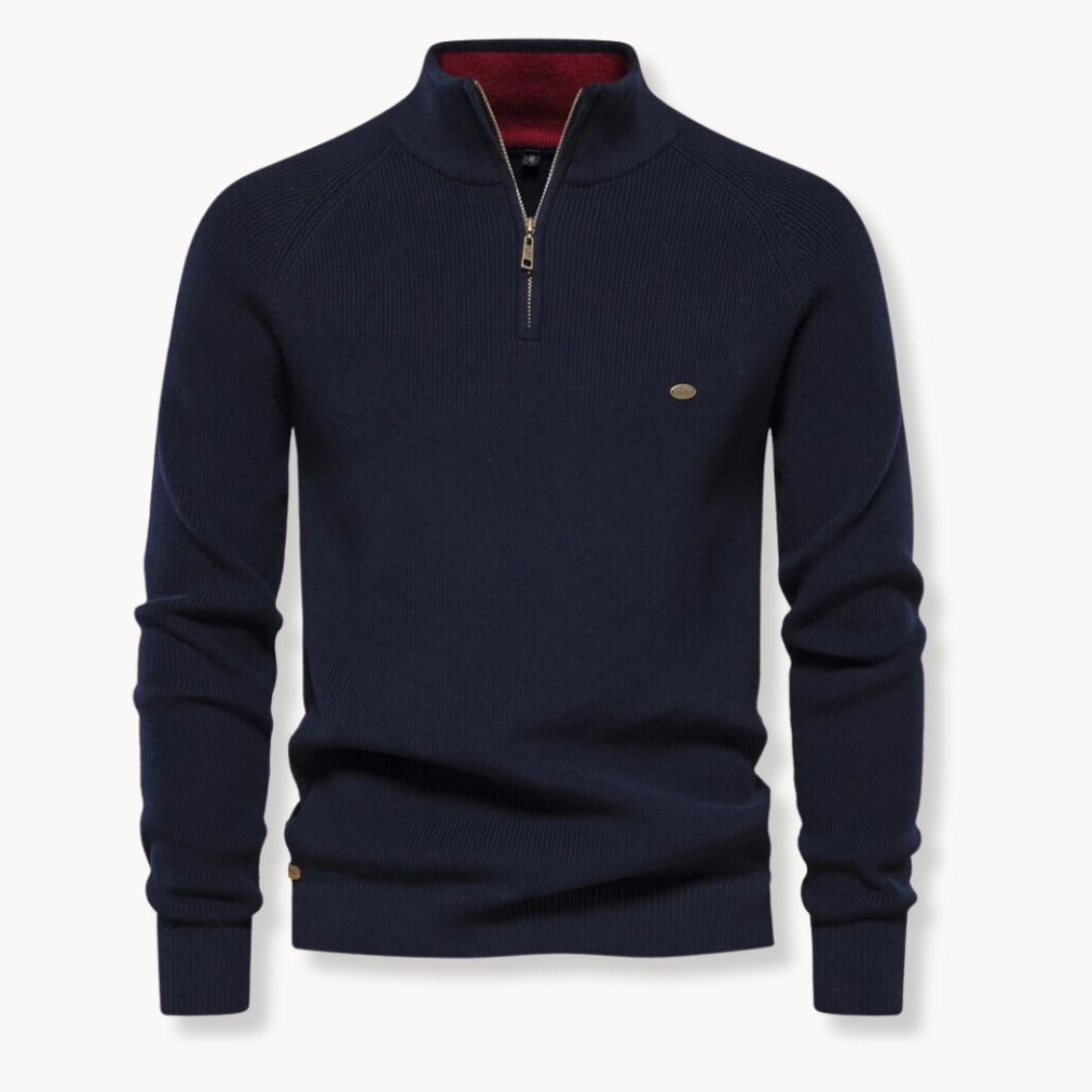 Herren Pullover - Viertel-Reißverschluss und Stehkragen