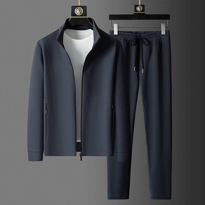 Herren Strukturierter Trainingsanzug-Set - Reißverschlussjacke & Jogginghose