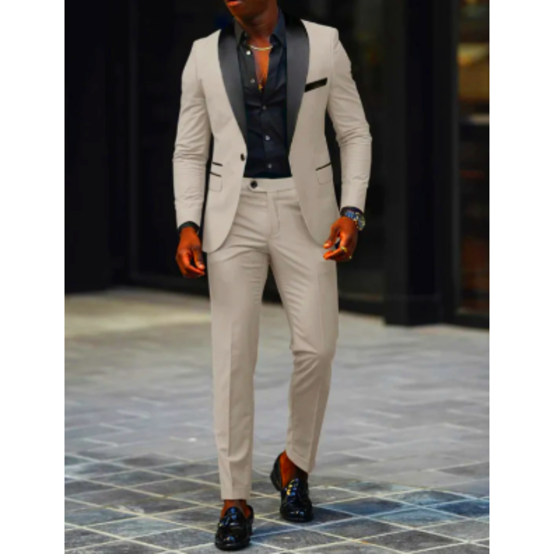 Herren Slim Fit Anzug Set - Mit Schalkragen und Weste