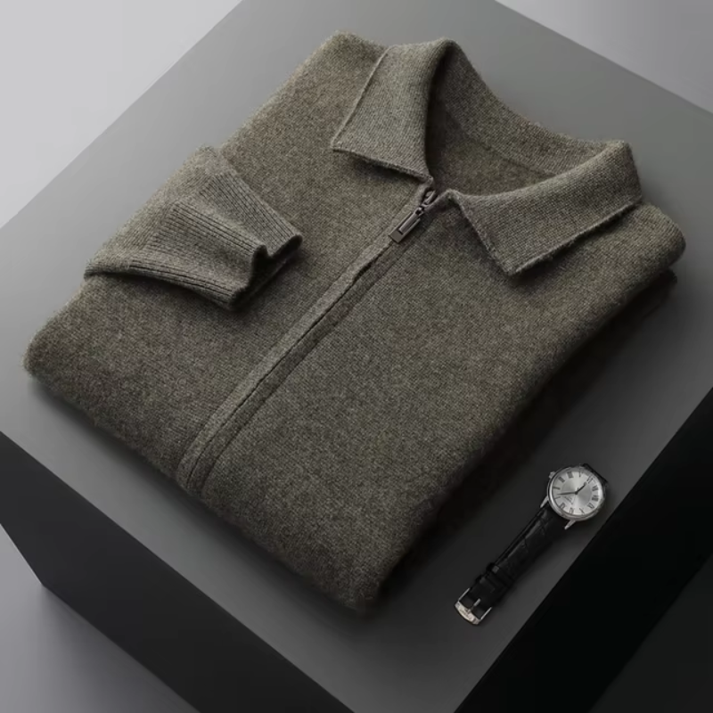 Herren Strickjacke - Kragen und Reißverschluss