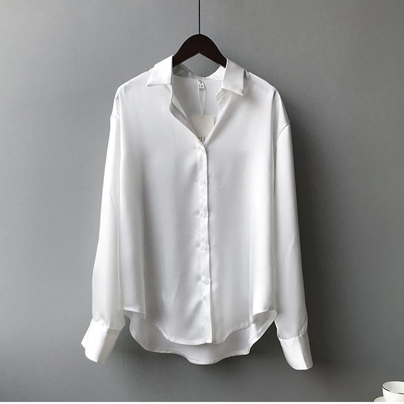 Luxuriöse Langarm Bluse aus Satin Für Damen