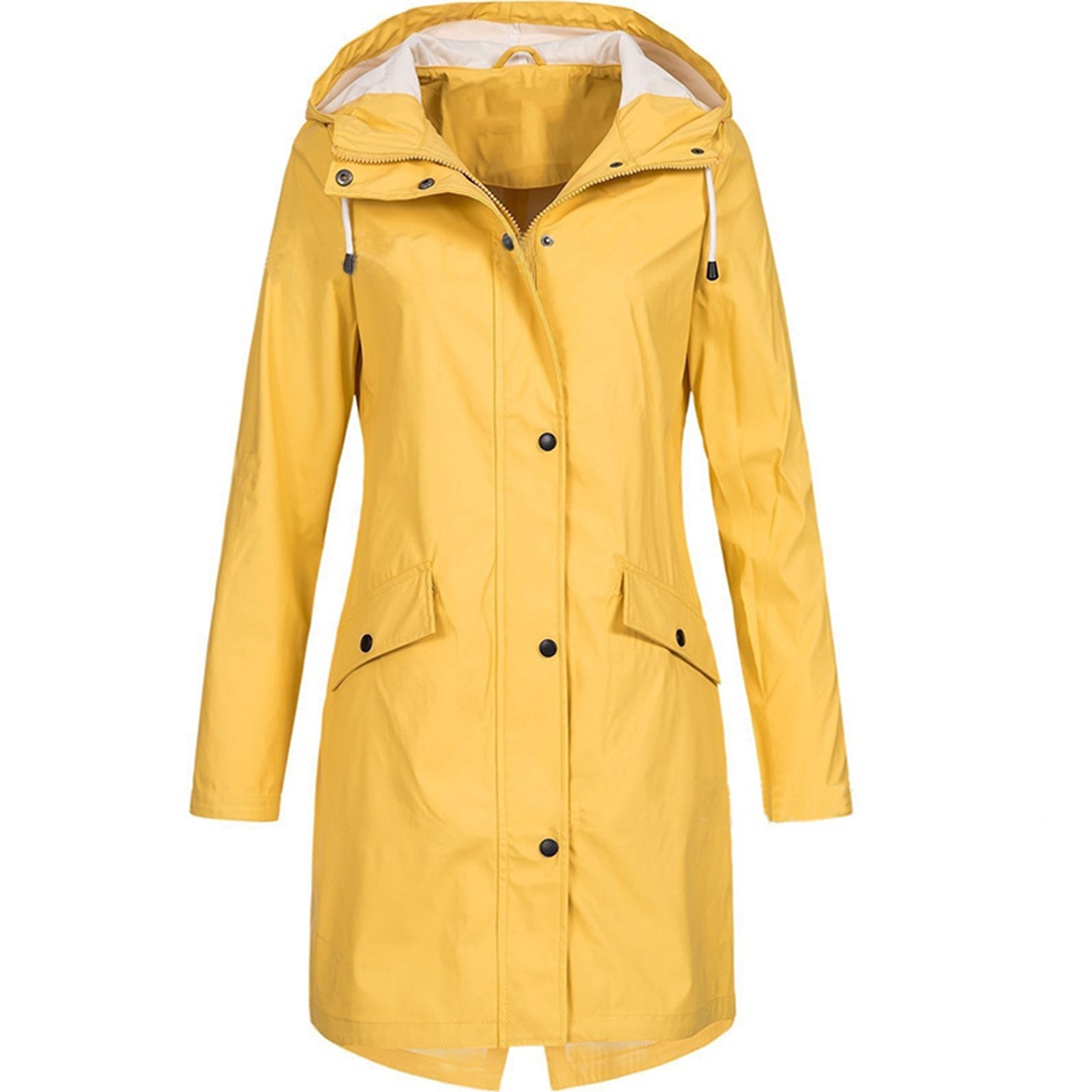 Damen Lange Wasserdichte Kapuzenjacke - Stilvoll und Funktionell