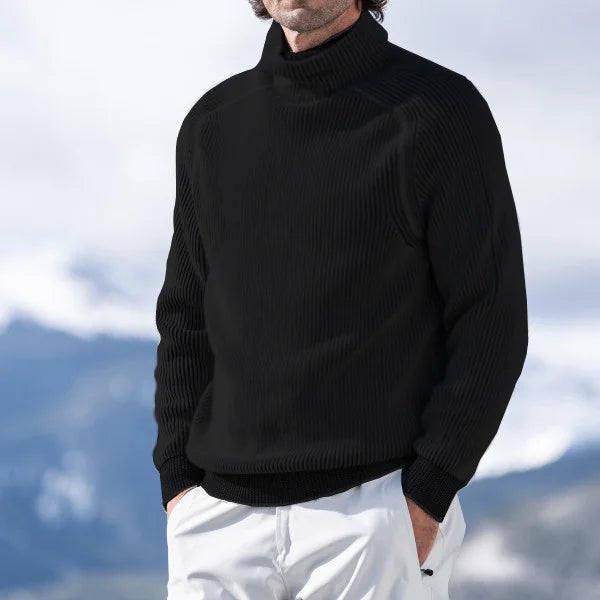 Herren Rippstrick-Pullover – Pullover-Stil mit Stehkragen