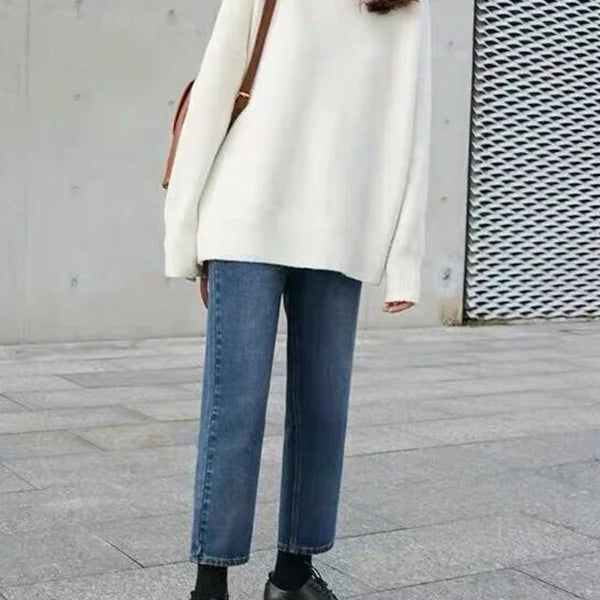Damen Übergroßer Strickpullover - Rollkragen mit Lockere Passform