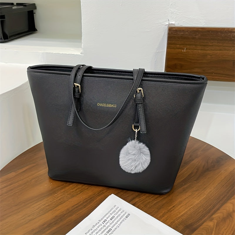 Damen Schwarze Pendler-Tote Bag - Minimalistische & Geräumige Tasche
