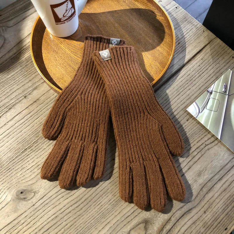 Herren Gerippte Strick-Winterhandschuhe - Touchscreen-kompatibel