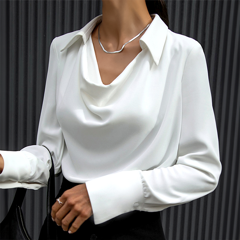 Elegante Satinbluse mit Wasserfallausschnitt Für Damen