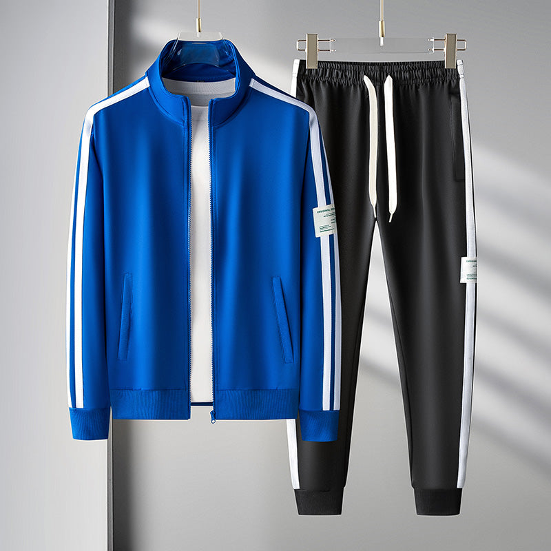 Herren Gestreifte Trainingsanzug-Set - Reißverschlussjacke & Jogginghose