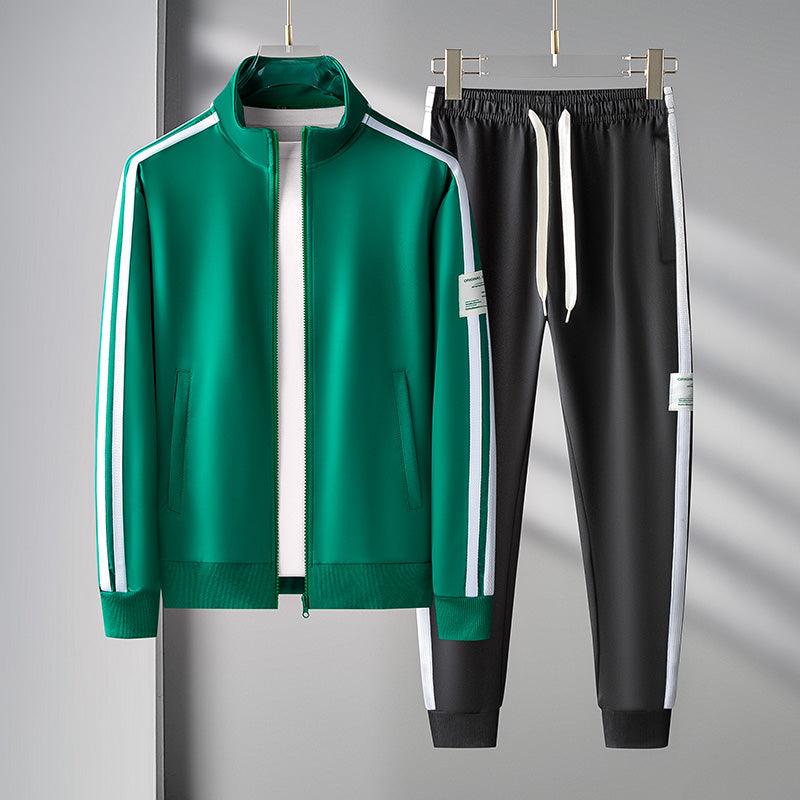Herren Gestreifte Trainingsanzug-Set - Reißverschlussjacke & Jogginghose