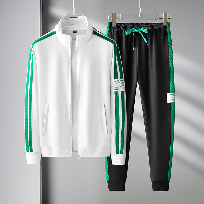 Herren Gestreifte Trainingsanzug-Set - Reißverschlussjacke & Jogginghose