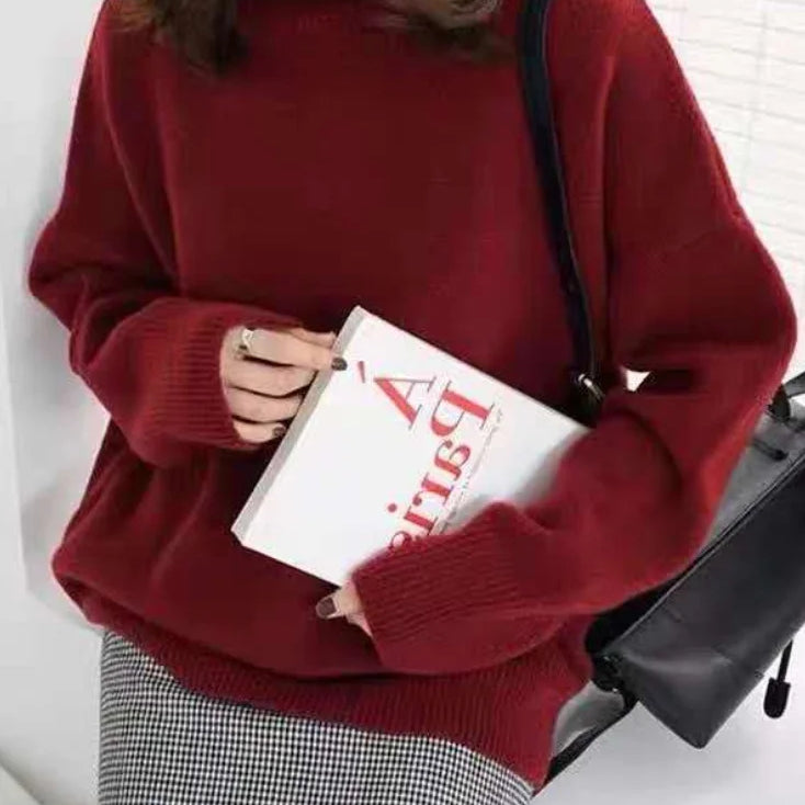 Damen Übergroßer Strickpullover - Rollkragen mit Lockere Passform