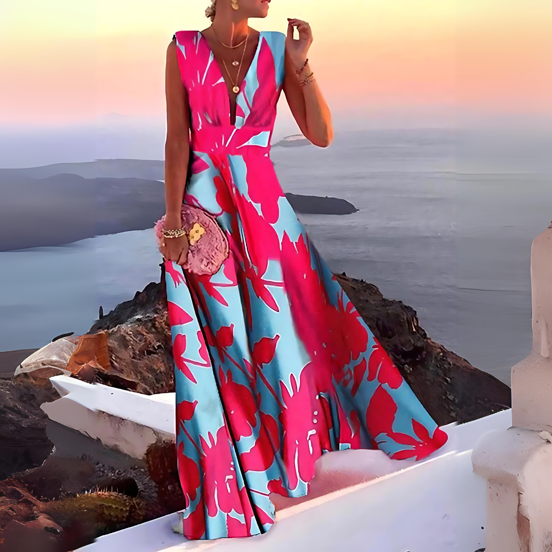 Elegantes Ärmelloses V-Ausschnitt Maxikleid Für Damen