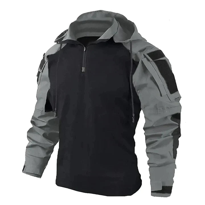 Herren Taktisches Combat Shirt - Mit Kapuze und Klett-Patches