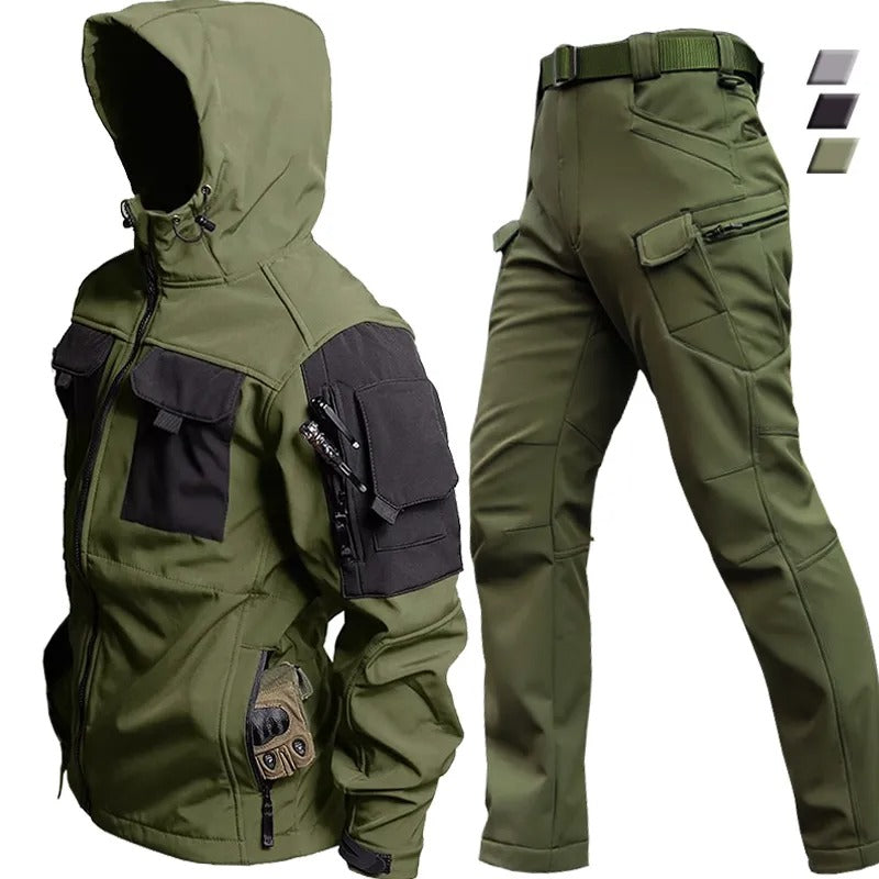 Herren Outdoor Set - Jacke mit Kapuze und Cargo-Taschen
