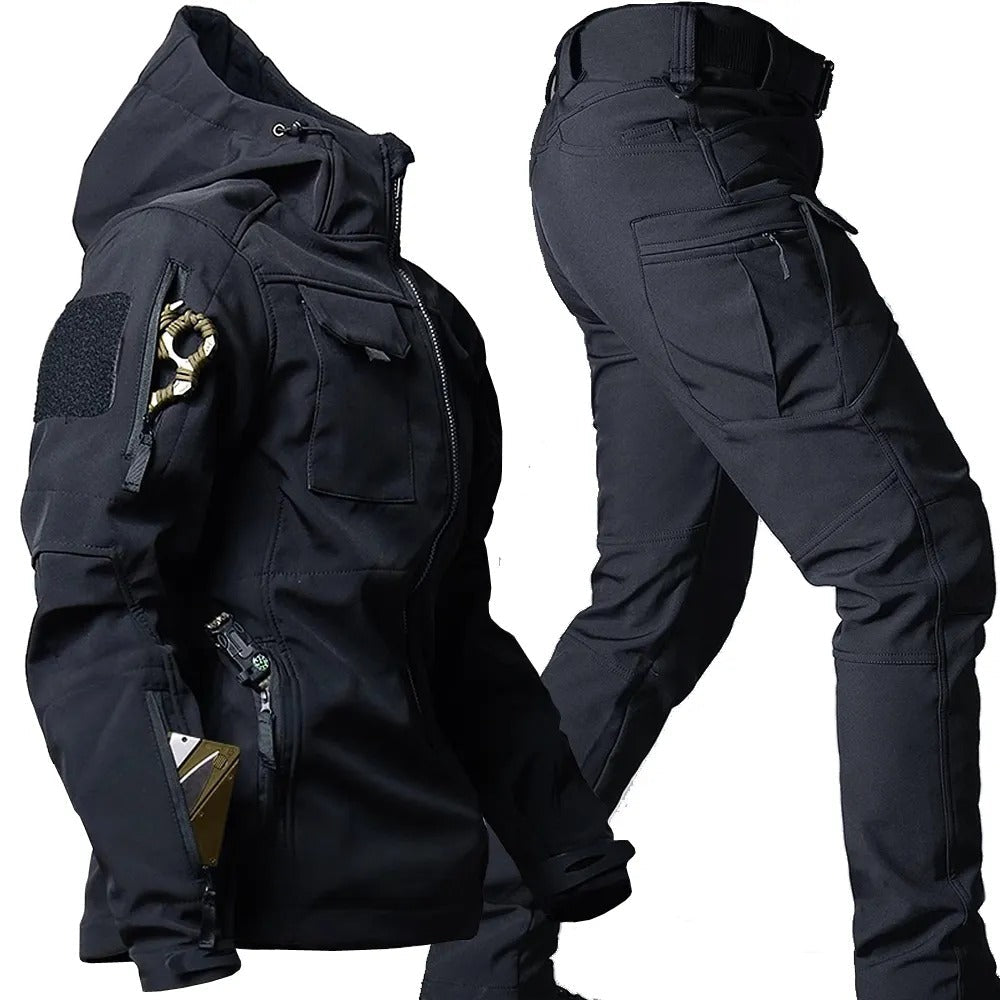Herren Outdoor Set - Jacke mit Kapuze und Cargo-Taschen
