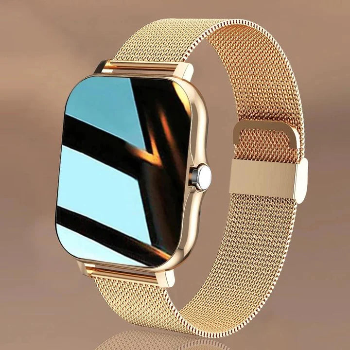 Damen Smartwatch - Rechteckiges Gehäuse mit Mesh-Armband