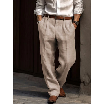 Plissierte Leinenhose mit Klassischem Schnitt für Herren